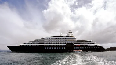 The Scenic Eclipse boat on the fjord