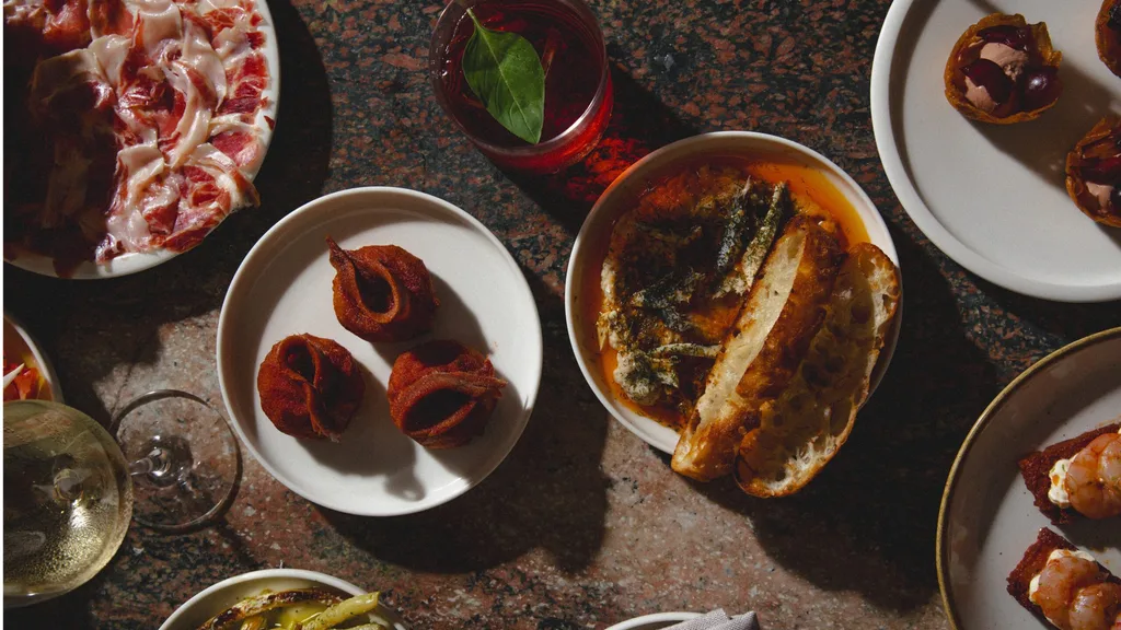 A spread of Spanish snacks at Letra House in Sydney.