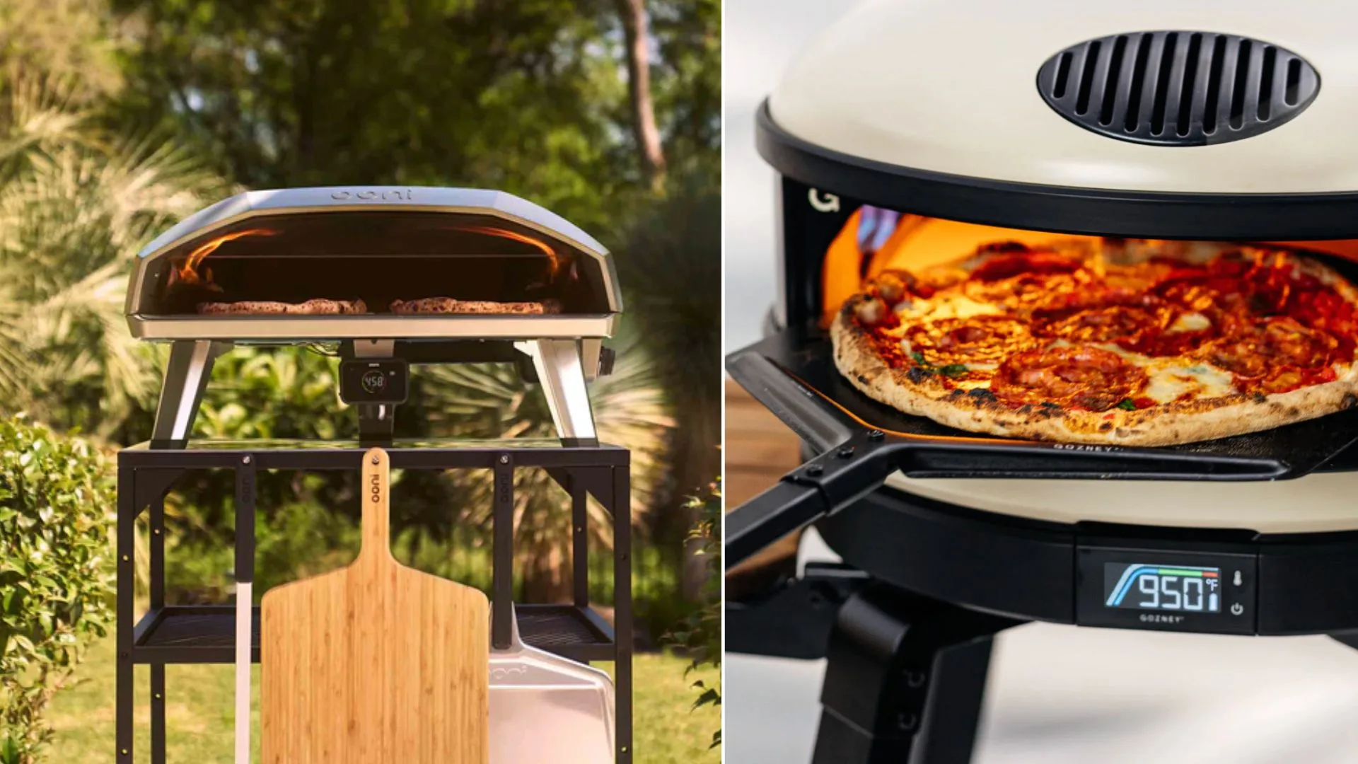 Best pizza ovens composite image with the Ooni Koda 2 Max and Gozney Arc.