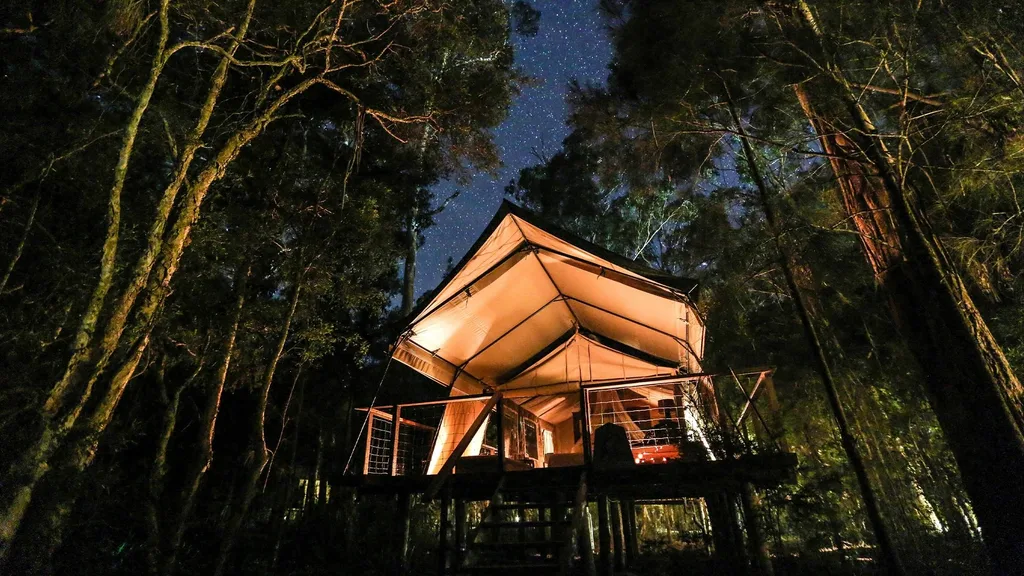 One of the safari-style canvas tents at Paperbark Camp, Woollamia.