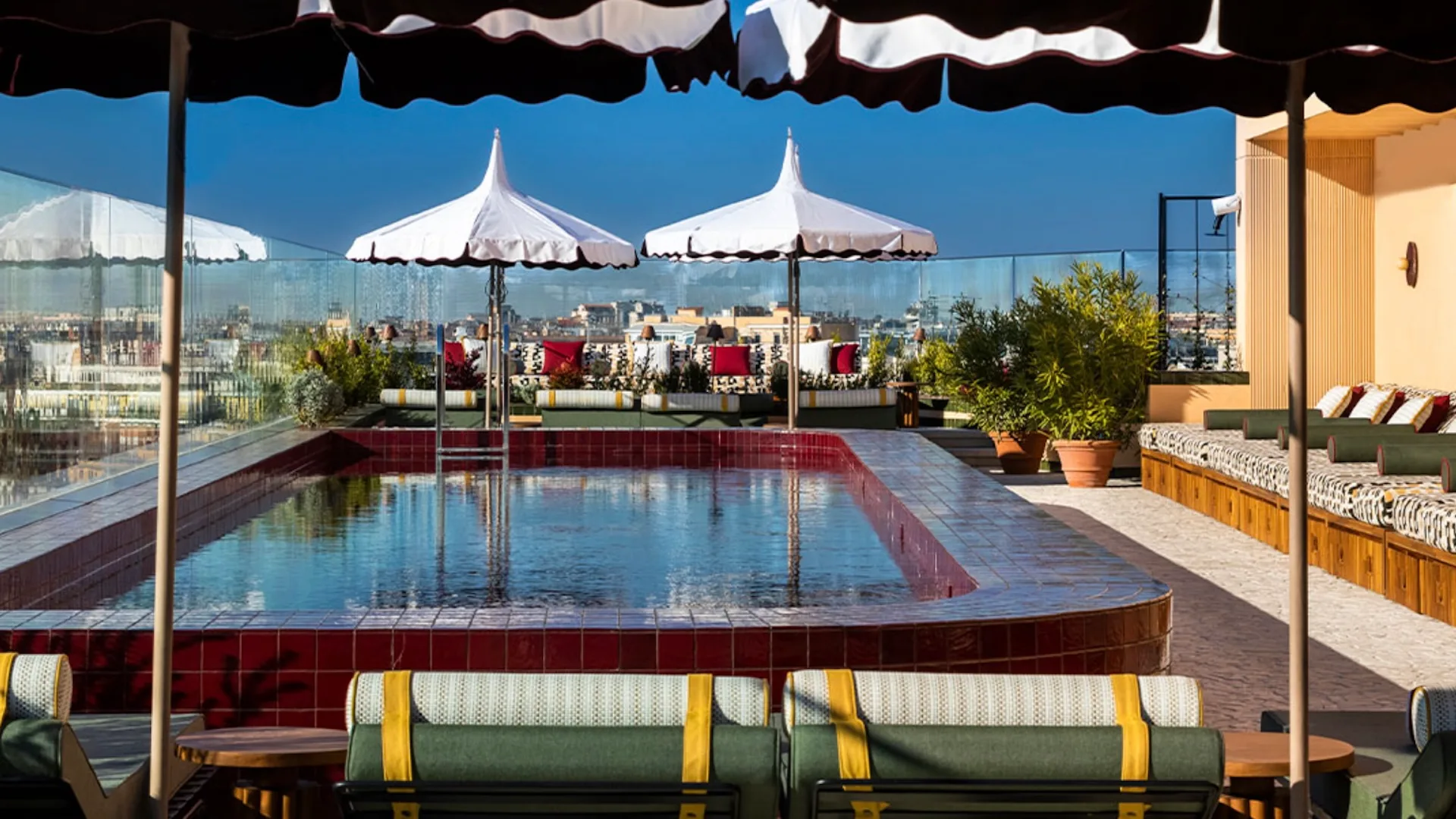 The rooftop pool at Soho House, Rome.