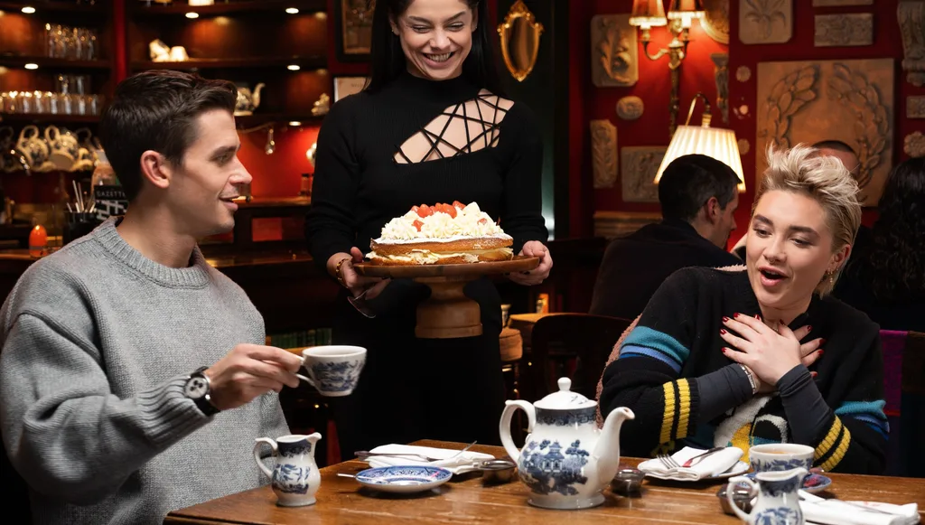 Antoni and Florence Pugh enjoy cake in London.