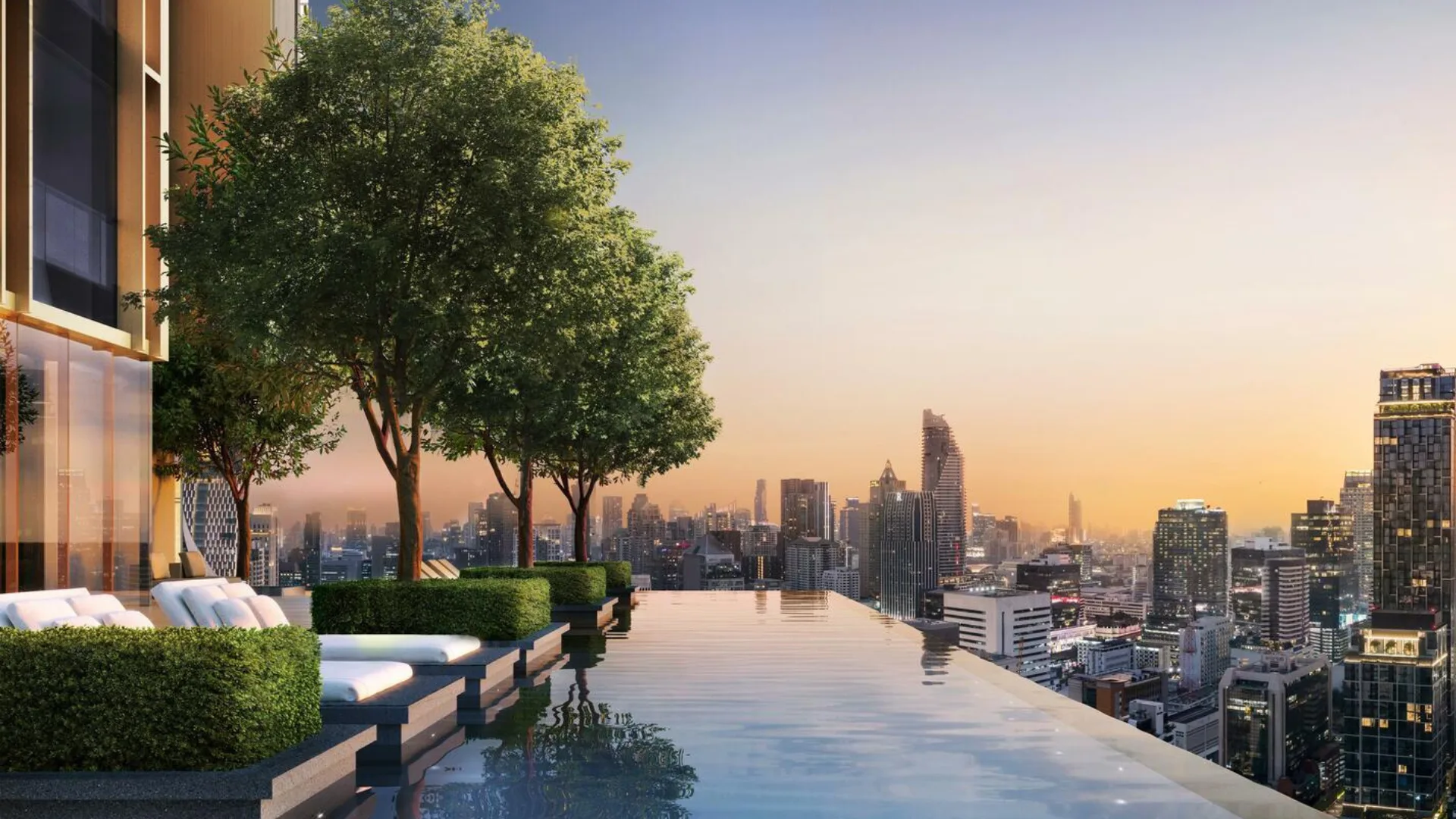 The rooftop infinity pool at the soon-to-open Aman Nai Lert hotel in the heart of Bangkok