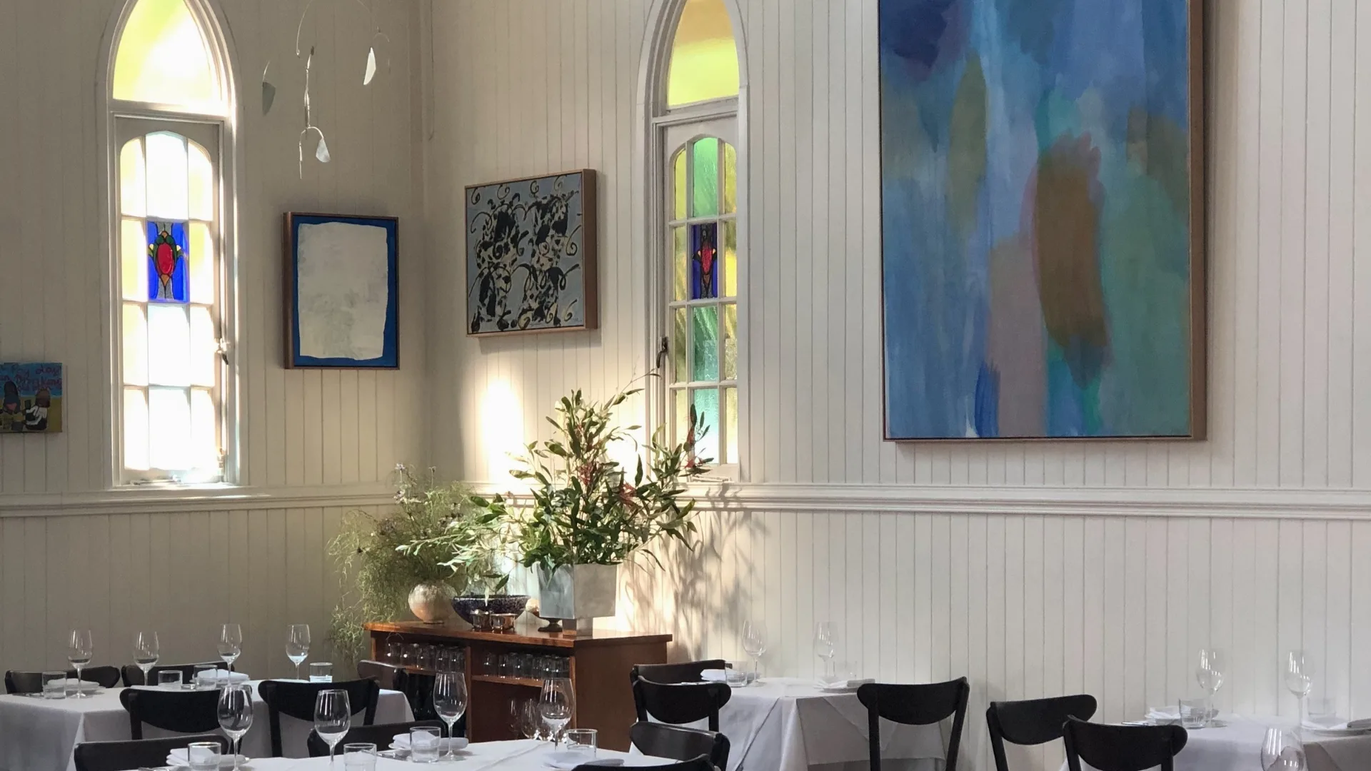 The light-filled dining room at August, Brisbane.