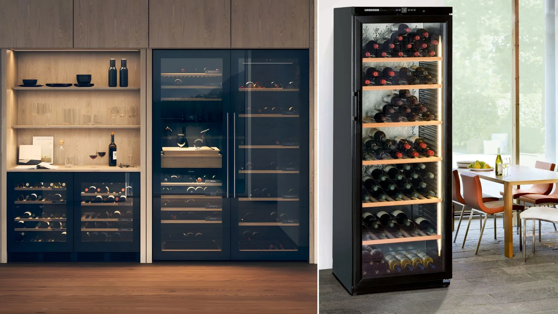 Best wine fridge composite image, L-R: ASKO, Liebherr
