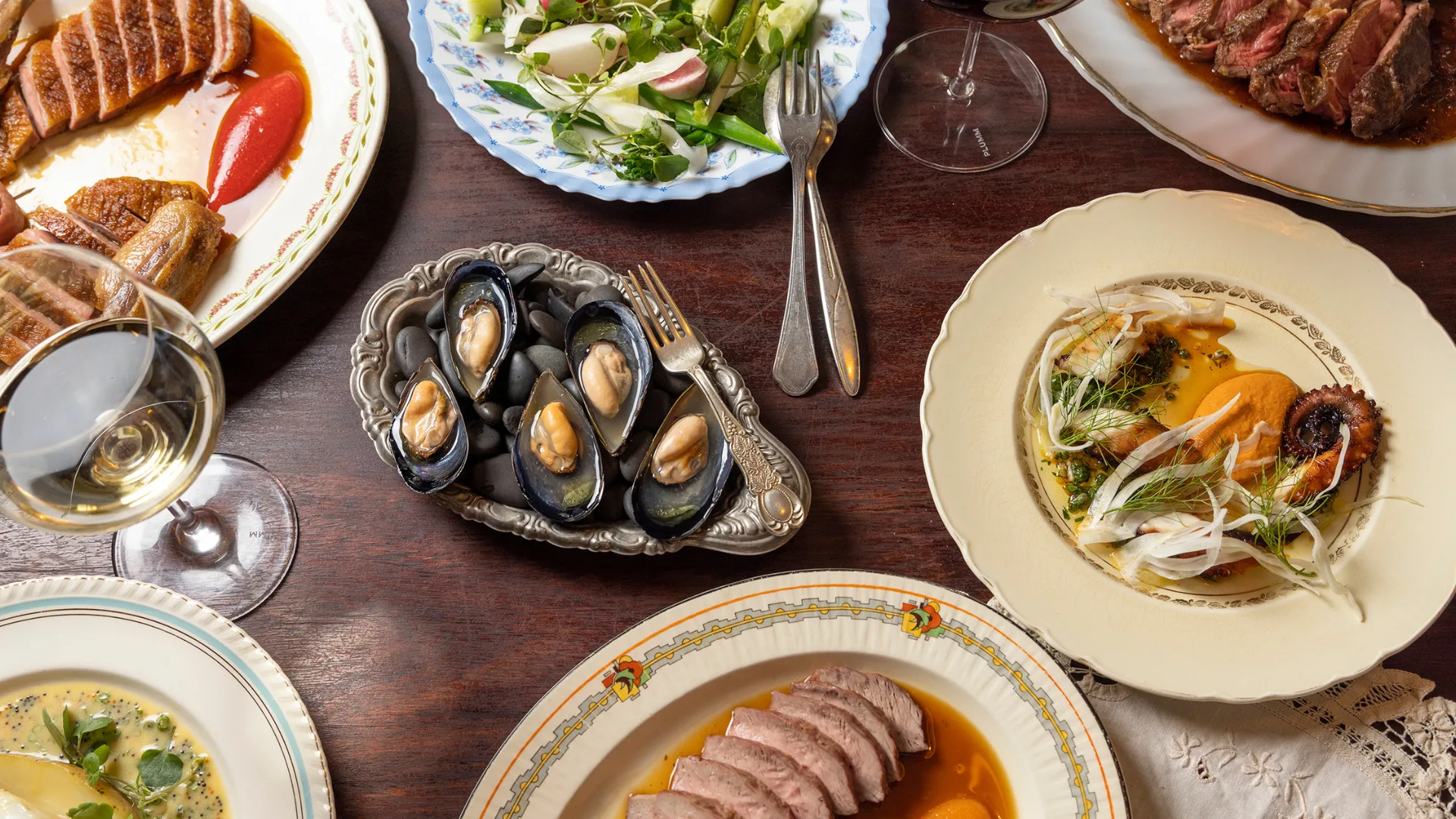 The table loaded with food at Niuew Ruin, which is open this Easter long weekend