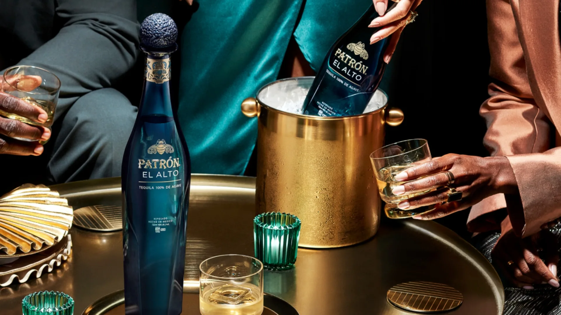 Patrón El Alto tequila bottles at a party scene