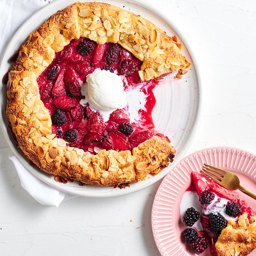 Plum blackberry and almond crostata