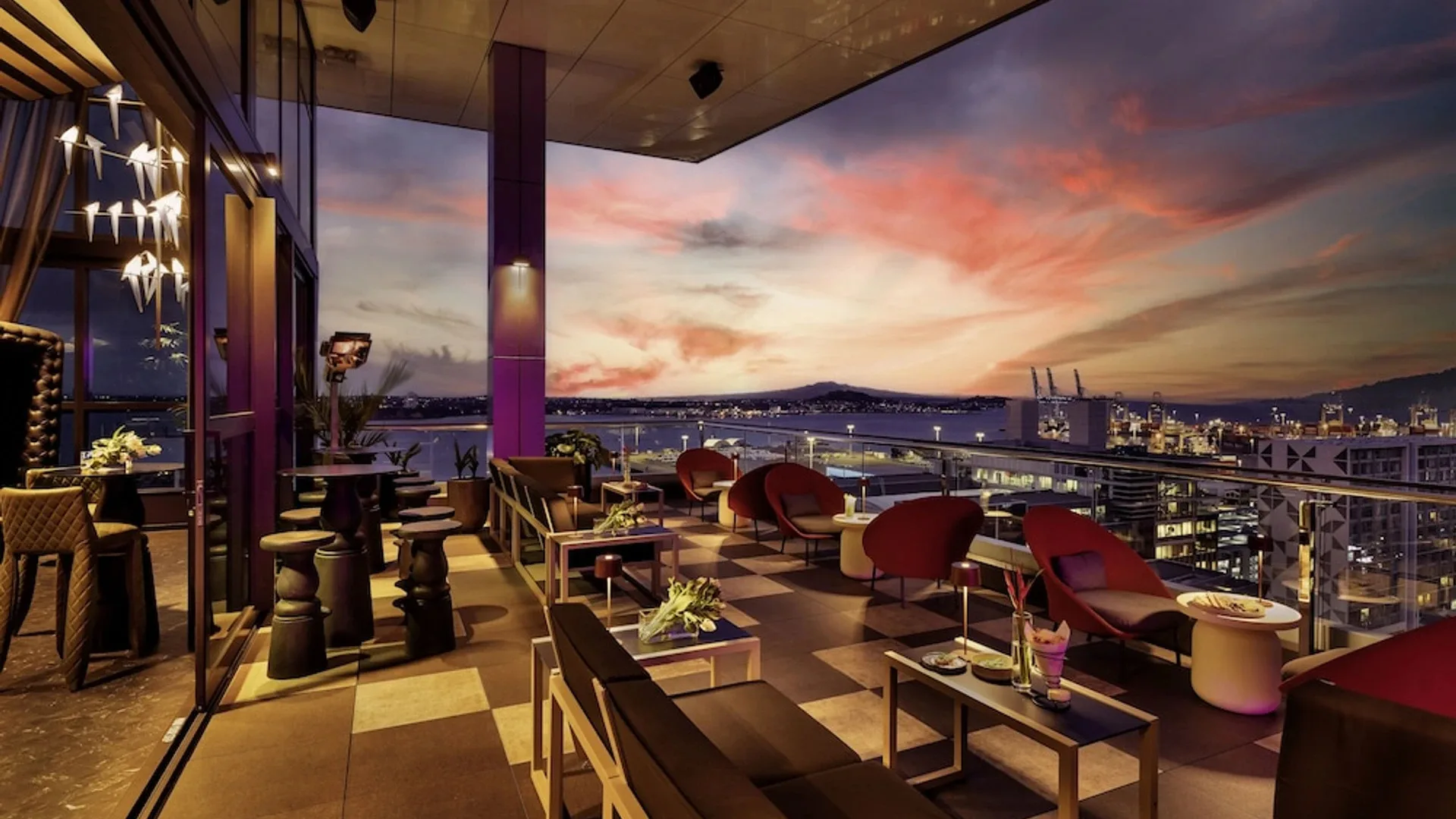 The rooftop bar and dining area at SO/ Auckland, one of the best Auckland hotels