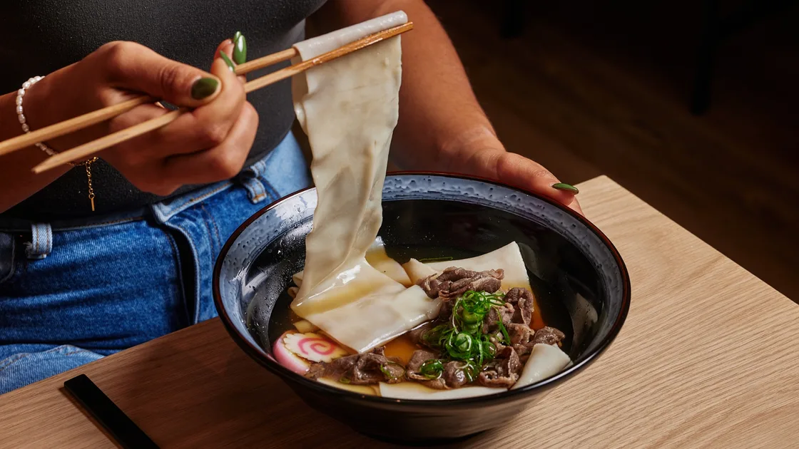 A new noodle joint has landed in Melbourne with thick ribbon-like udon