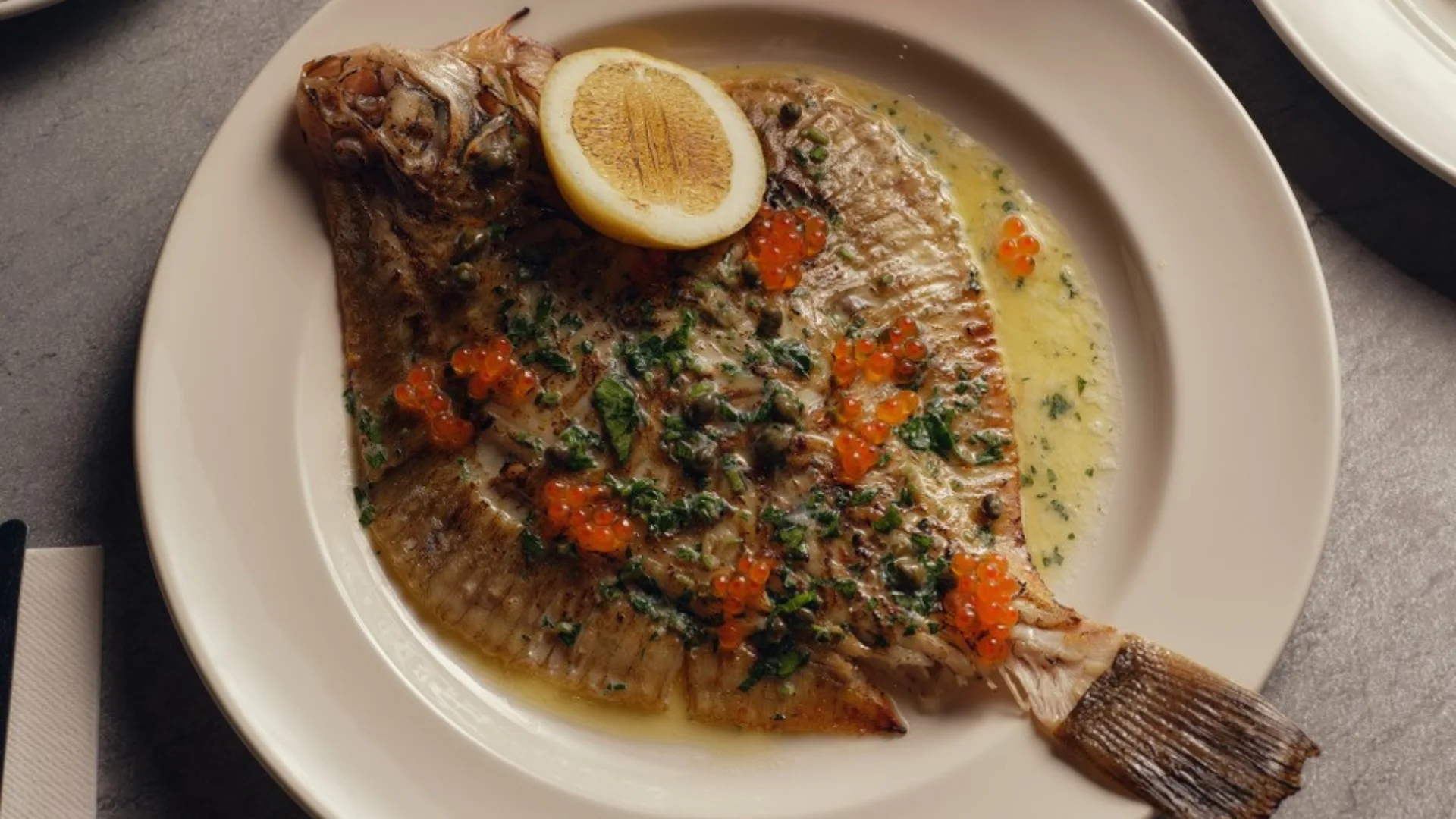 Butterflied flounder at Jayden Ong Winery & Bar in Healesville, Yarra Valley