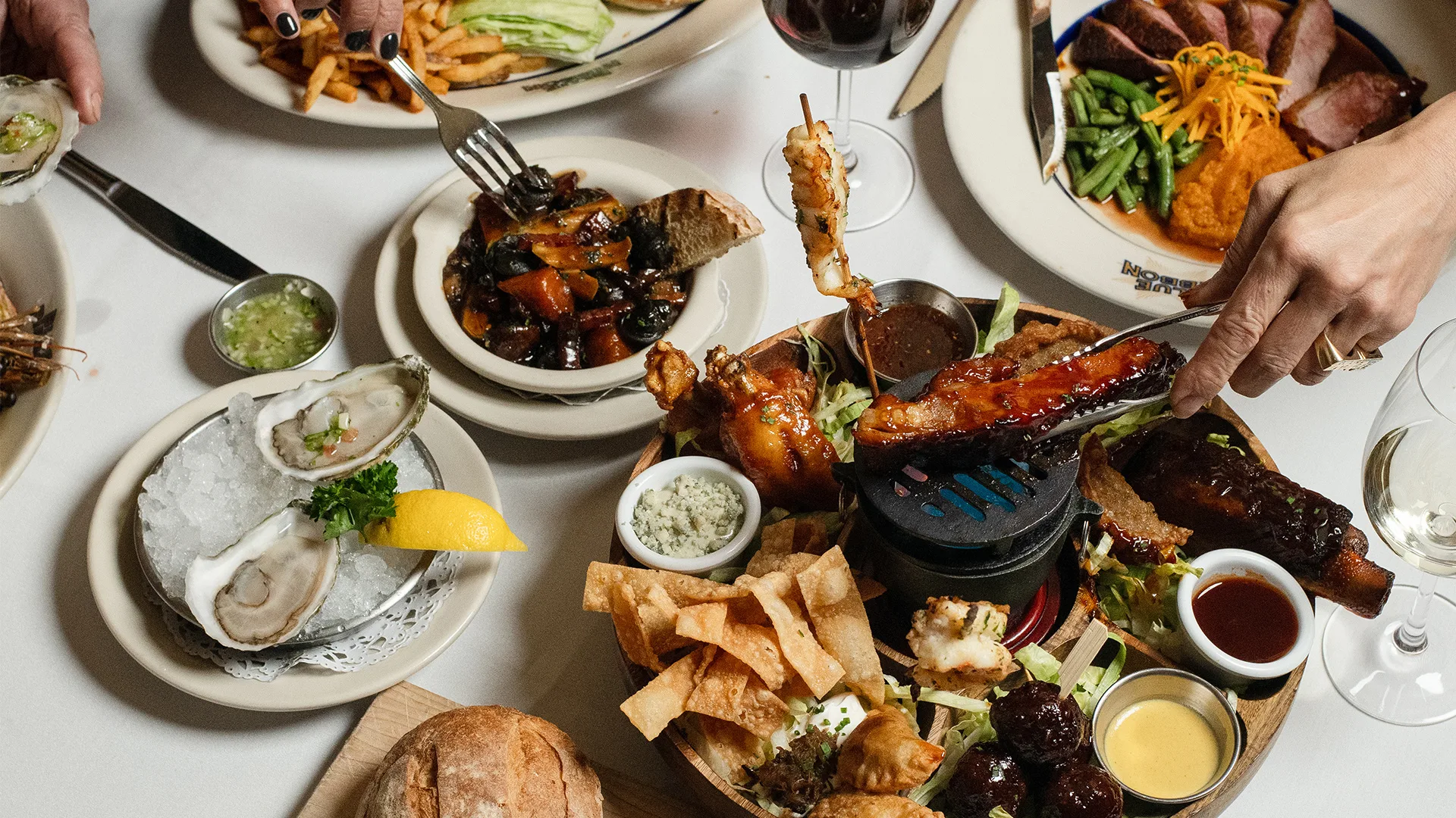 A selection of dishes at Blue Ribbon Brasserie, one of the best restaurants in New York
