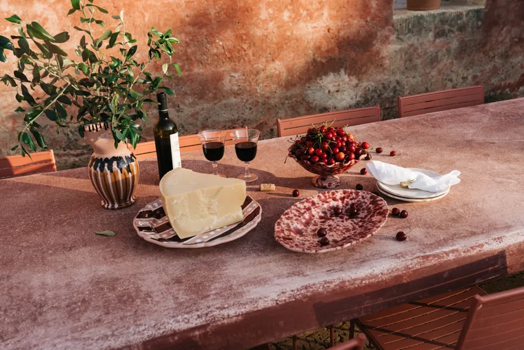 Alex and Trahanas hand-painted speckled oval platter makes for the perfect Mother's Day gift