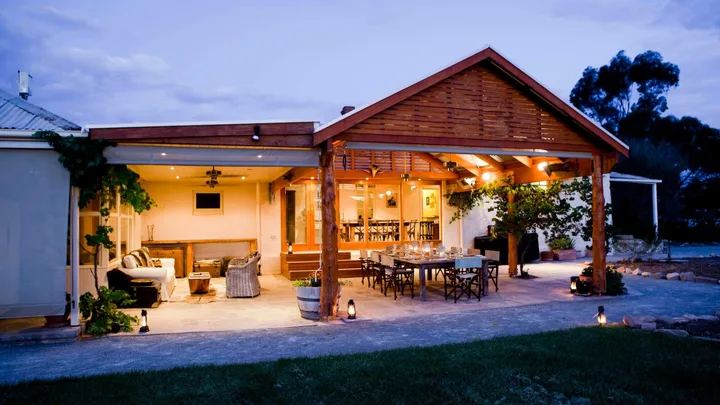 The veranda at Arkaba Homestead, Flinders Ranges at night.