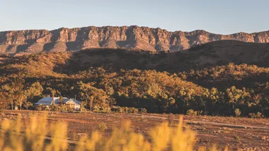 Arkaba Homestead bathed in golden light in the outback, Flinders Ranges.