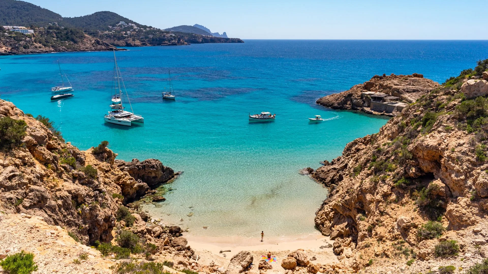Cala Tarida, Platja des Pujolets, Beach, Cove, Ibiza, Spain