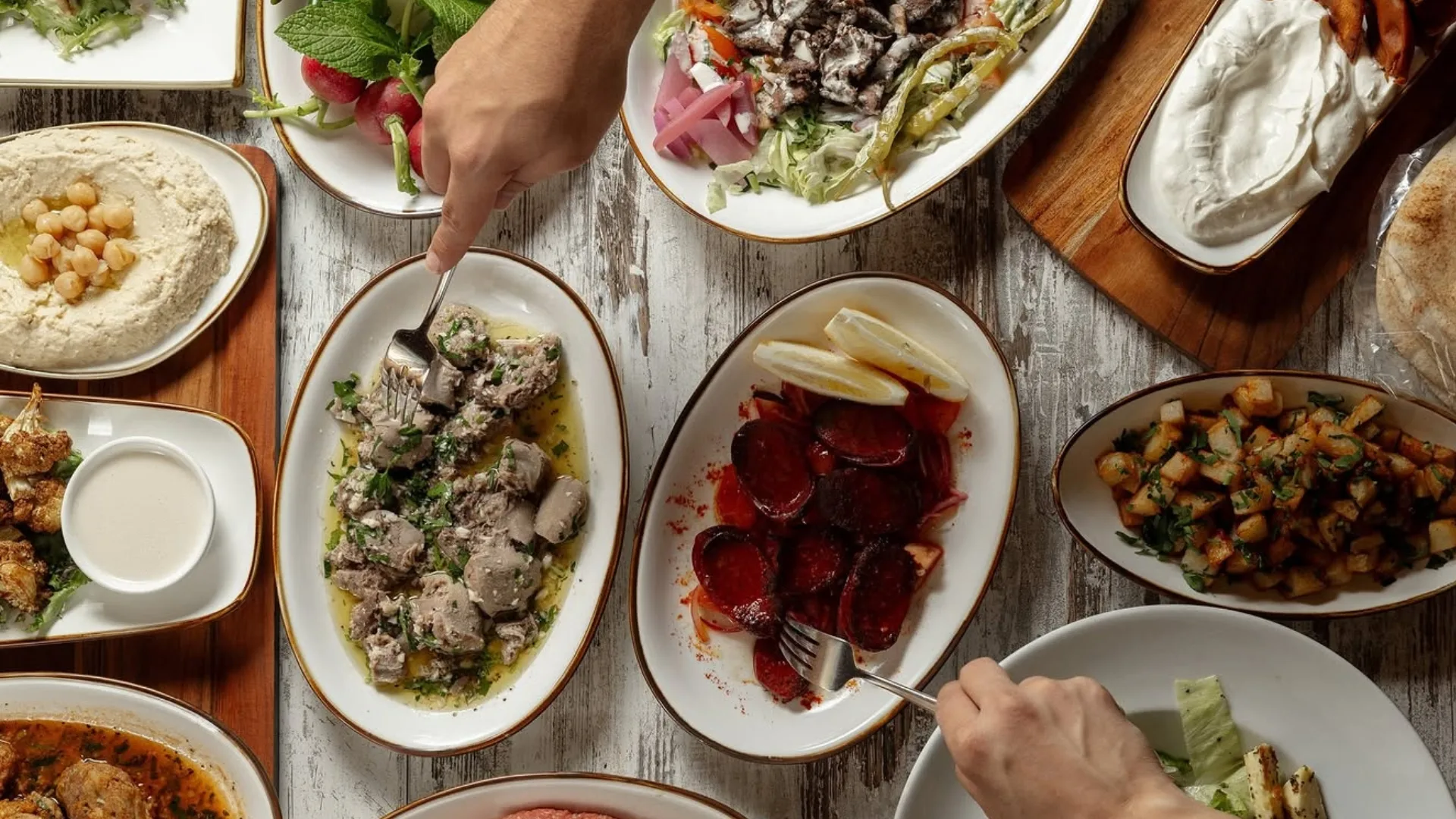 Lebanese dishes at Gebran Lebanese restaurant in Western Sydney