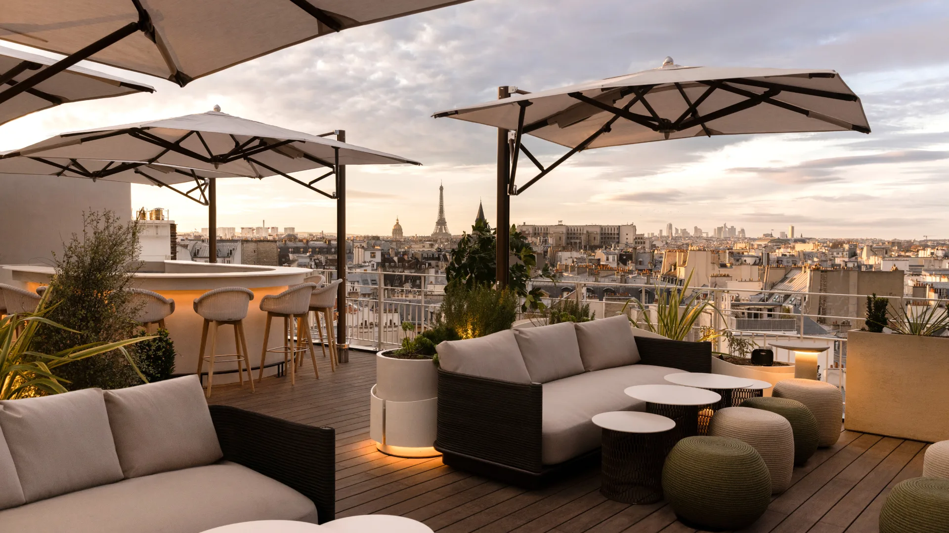 The views from the rooftop at Hotel Dames Des Arts in Paris