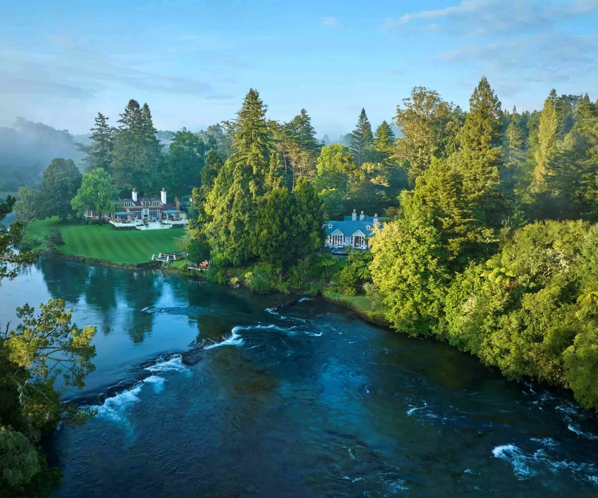 Huka Lodge on the river in New Zealand