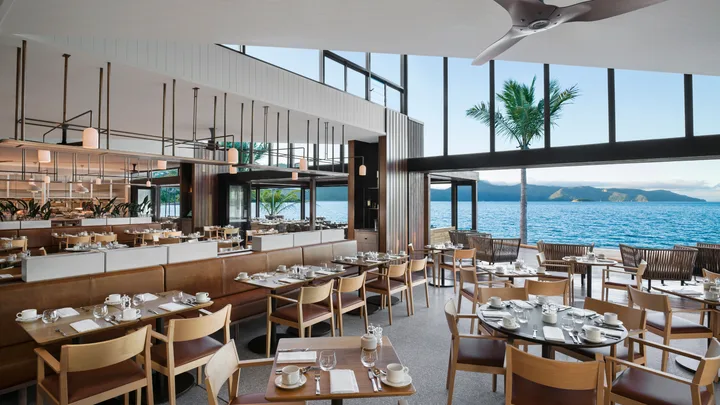 The interior of Pacific Restaurant at Intercontinental Hayman Island, Great Barrier Reef.