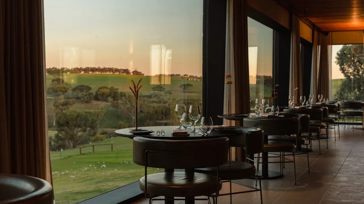 Orleana Restaurant at Kingsford The Barossa with floor to ceiling windows overlooking the property