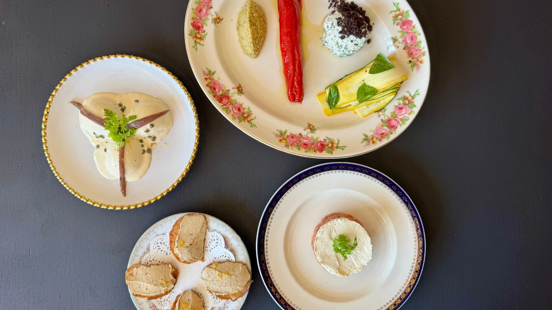 Dishes at new courtyard wine bar L'Avant Cave