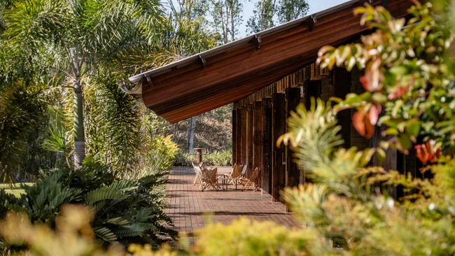 The verandah tucked away in the bush at Mount Mulligan Lodge.