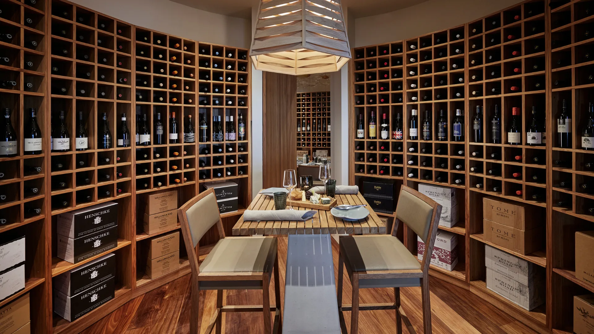 The wine cellar and tasting room at Southern Ocean Lodge