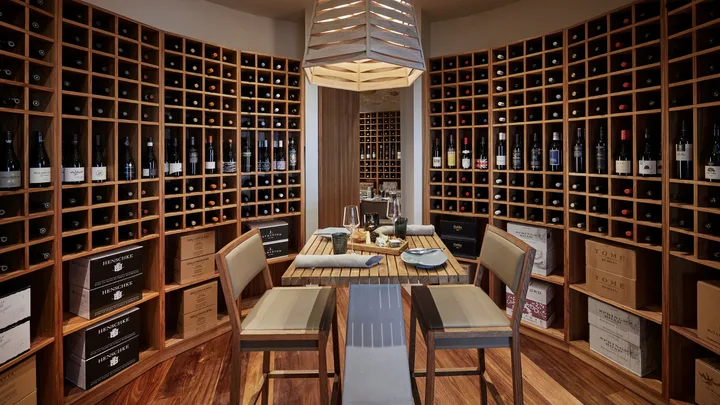 The wine cellar and tasting room at Southern Ocean Lodge