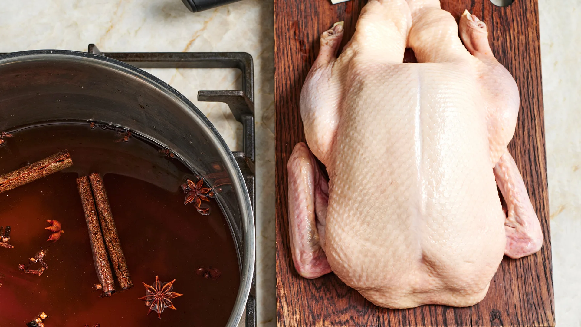 Rinsed and towel-dried duck.