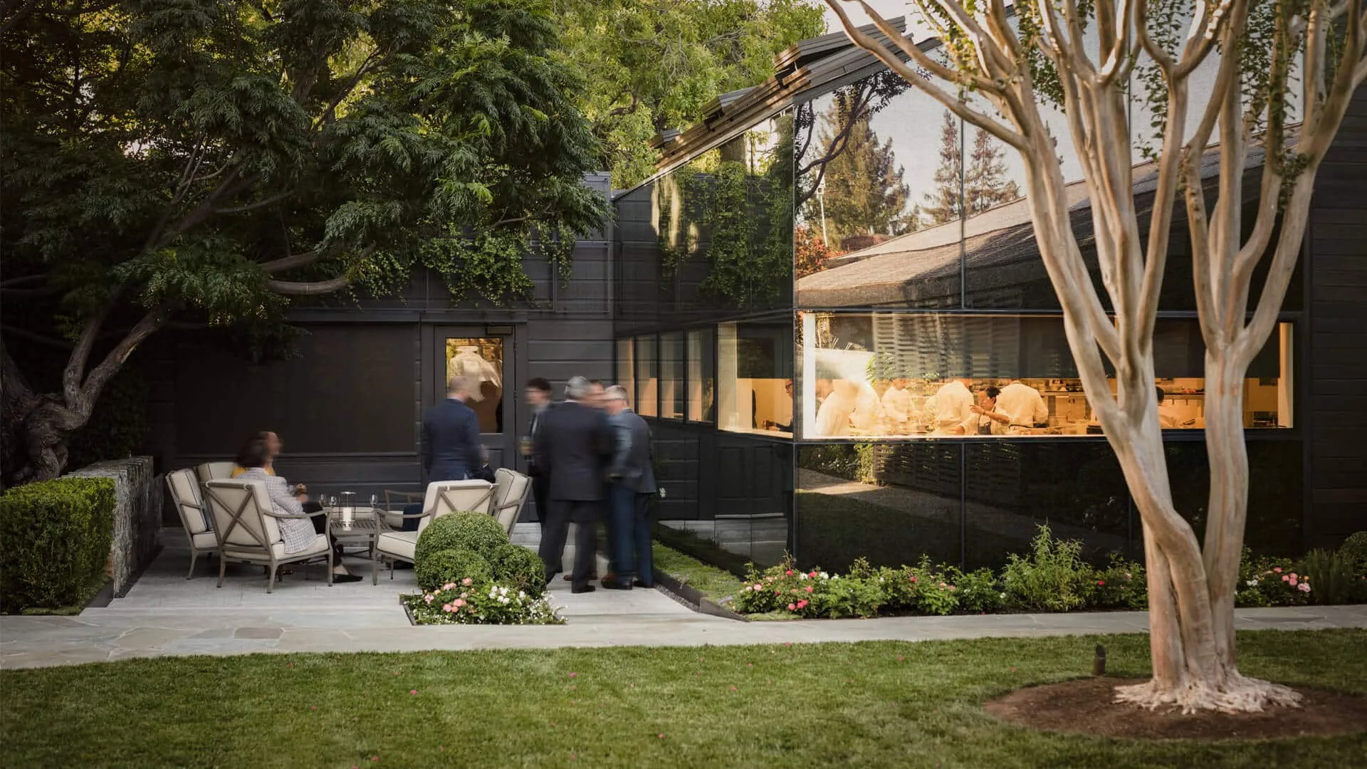 The outdoor courtyard at French Laundry.