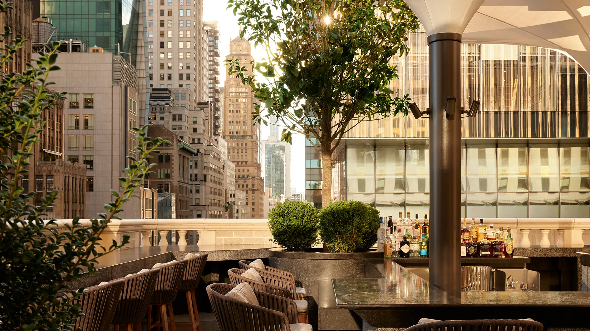 The rooftop bar at Aman New York is the perfect way to unwind