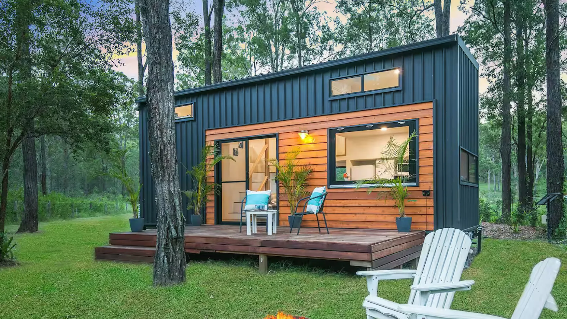 The facade of the tiny house in Tamborine on the Scenic Rim