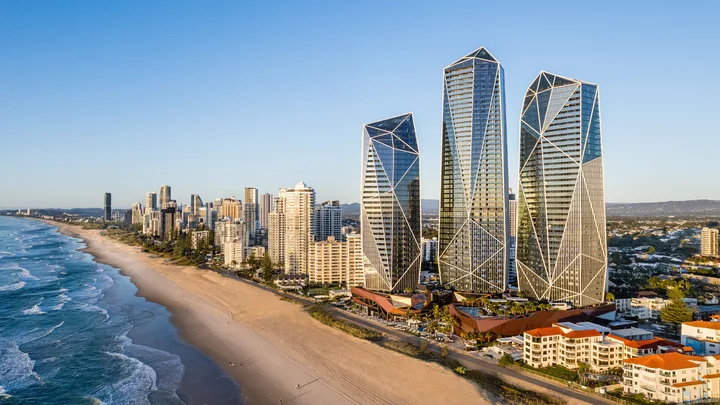 The Langham Gold Coast occupies three beachside towers overlooking the ocean.