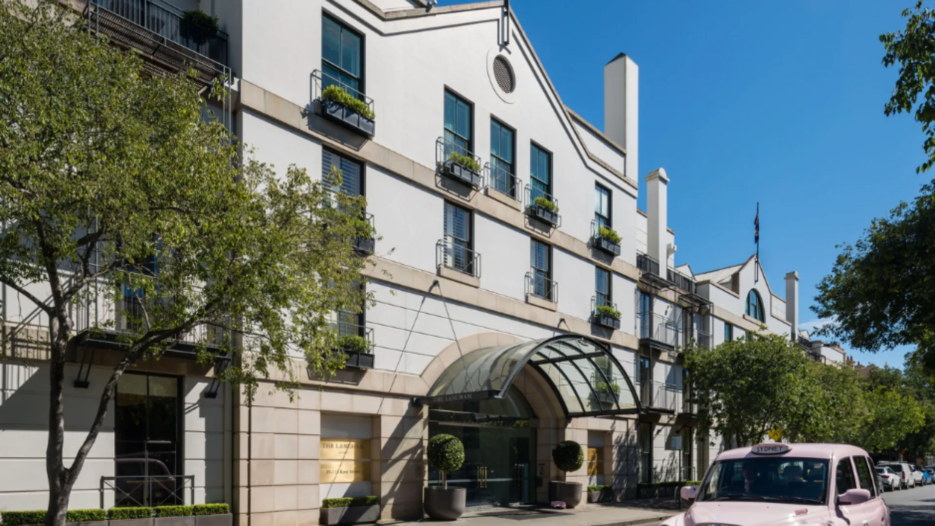 The classic three-storey façade of the Langham Sydney.