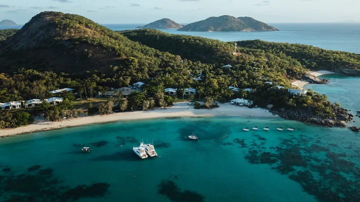aerial shot of Lizard Island Resort, Great Barrier Reef, Whitsundays Queensland