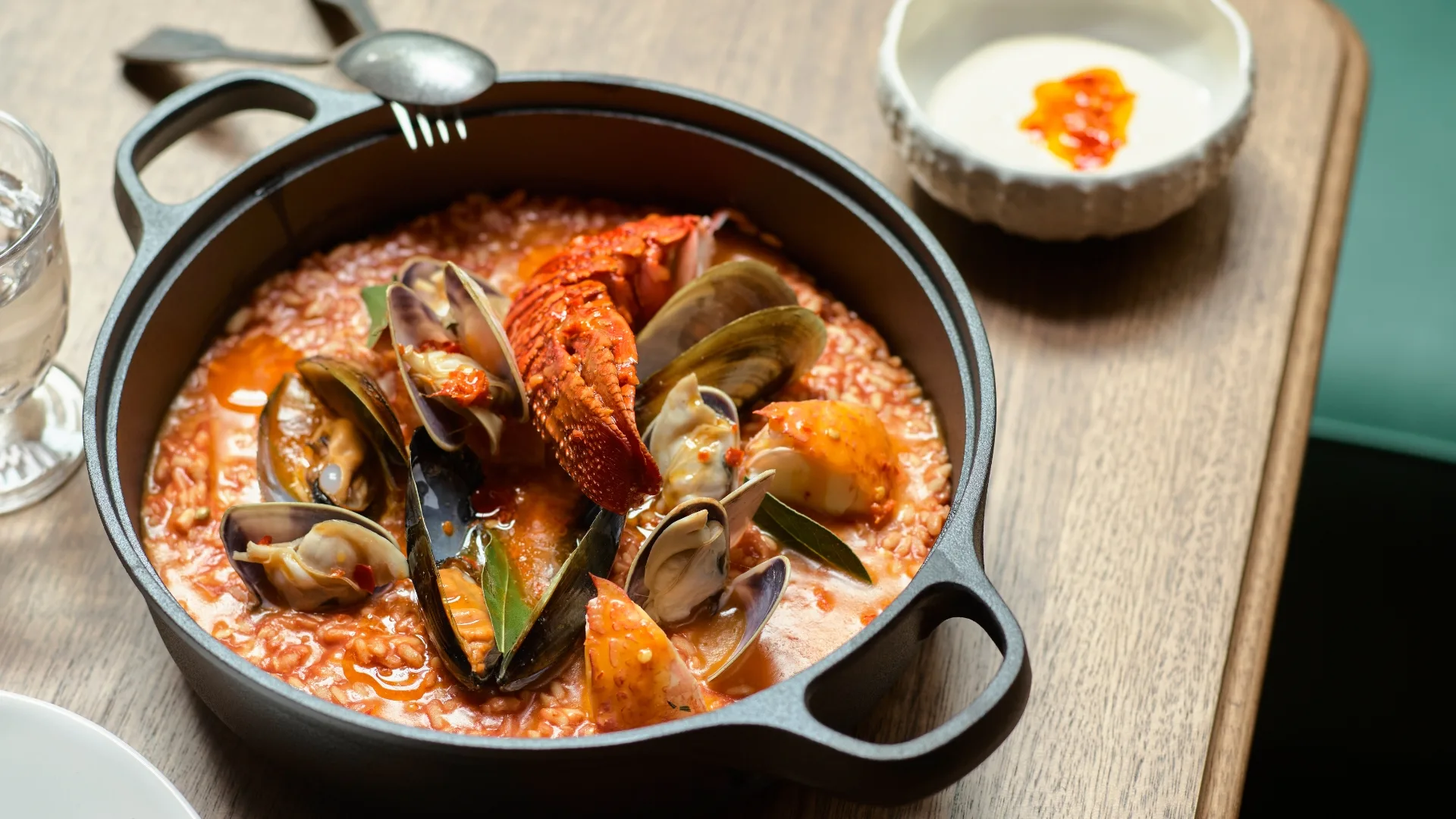 Arroz de Marisco, Carolino rice, grilled, poached and cured seafood