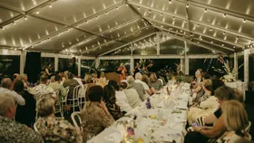 People in a marquee at an event part of Meet the Maker Festival on NSW South Coast