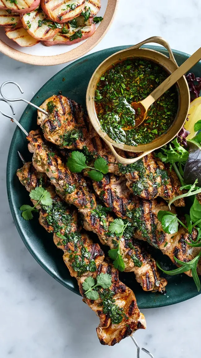 Australian Pork Skewers with chimichurri
