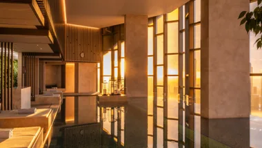 The Ritz-Carlton Melbourne hotel pool at golden hour