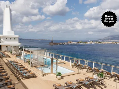 The sunny pool deck aboard 'Silver Nova', a ship by our Cruise Line of the Year winner Silversea