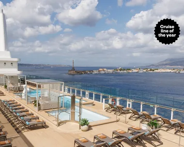 The sunny pool deck aboard 'Silver Nova', a ship by our Cruise Line of the Year winner Silversea