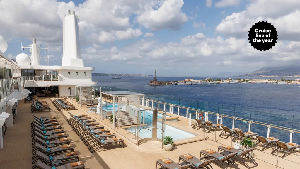 The sunny pool deck aboard 'Silver Nova', a ship by our Cruise Line of the Year winner Silversea