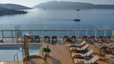 Pool deck on 'Silver Ray' in the Mediterranean
