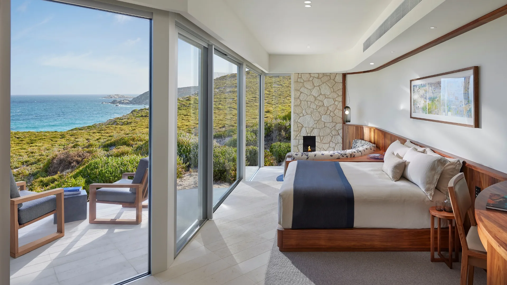 Southern Ocean Lodge guestroom with end-to-end ocean views