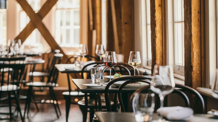 Dining tables are set at the restaurant at Stillwater Seven, Launceston