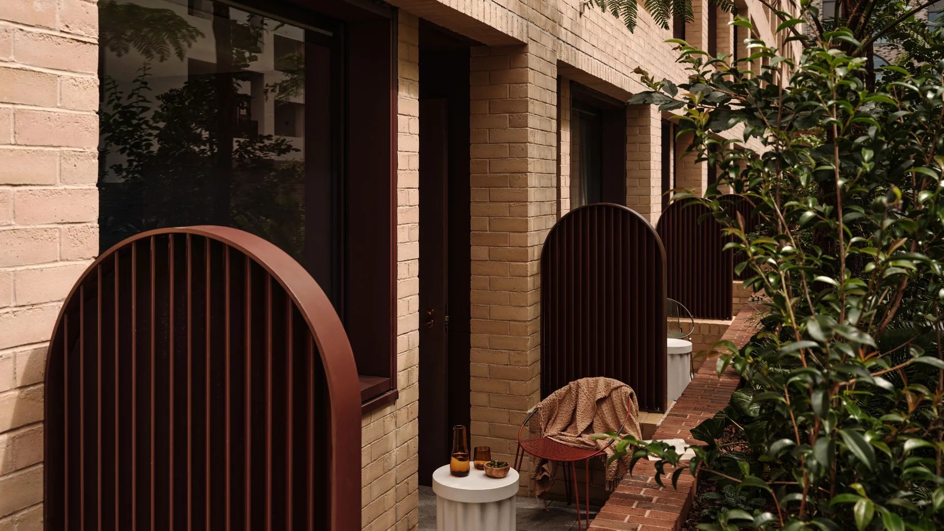 Private courtyard balconies at The Eve Hotel, Sydney