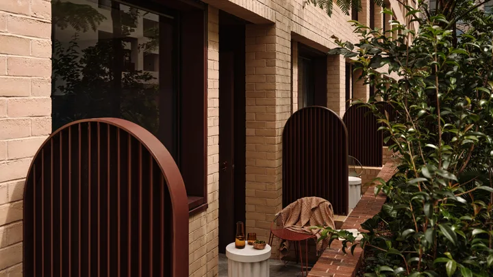 Private courtyard balconies at The Eve Hotel, Sydney