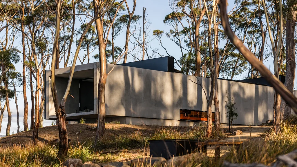 Exterior of Vipp Tunnel guesthouse in Bruny Island Tasmania