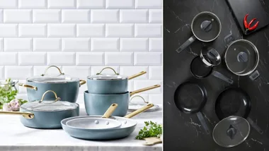 Best cookware sets including Our Place Padova 6pc set and Stanley Rogers 5pc set
